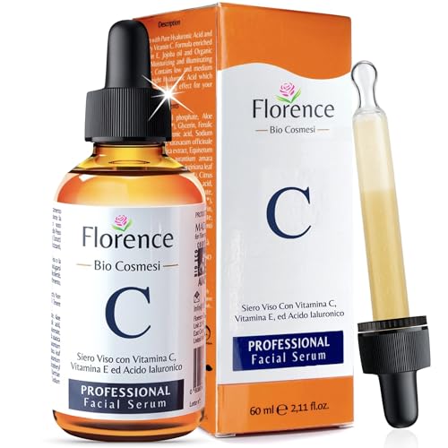 60ml Bio Hyaluron Serum mit Vitamin C, E. Hochkonzentriert Anti-Falten, Anti-Aging & Dunkle-Flecken. Hyaluronsäure-Gesichtsserum, Ideal als Augenkonturcreme. Dermaroller Essence. Vegane Naturkosmetik