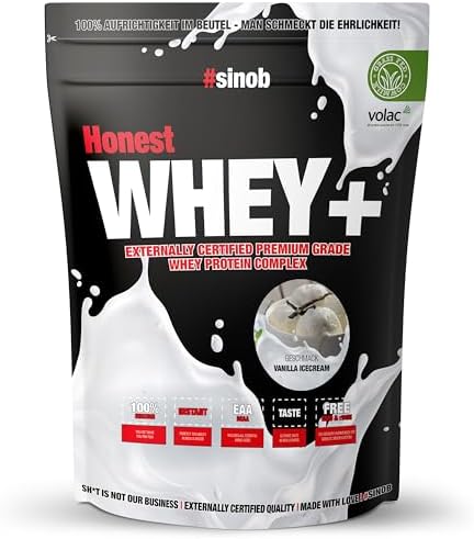 #sinob Honest Whey Vanilla Icecream 820 g | Grass Fed Whey Protein Pulver | Aus irischer Weidemilch | Mit Sonnenblumenlecithin statt Sojalecithin