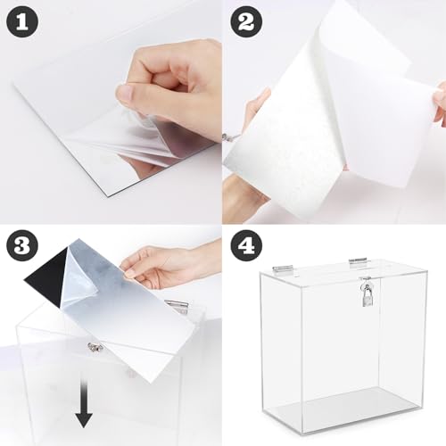 Image of Hooqict Clear Acrylic Card Box with Lock and Slot, Thick DIY Blank Wedding Card Box for Wedding Reception, Large Acrylic Gift Money Holder for Party Graduation Decorations