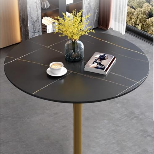 Petite table ronde moderne en forme de tulipe du milieu du siècle pour cuisine et salle à manger 80 cm avec base en métal robuste et plateau en pierre frittée pour le salon