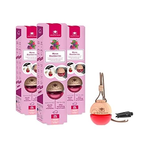 CRISTALINAS Car Air Freshener, odour neutralising, Sphere 2in1, 6ml / 8 weeks, 0% alcohol, Blackberries, PACK OF 3 Cover