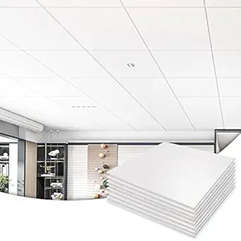 Art3d 12-Pack Smooth Drop Ceiling Tile 2ft x 2ft in Off White, PVC Ceiling Panel 24 x 24in.