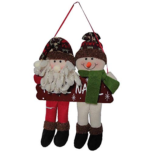 Papai Noel Boneco de Neve Pelúcia Luxo Placa Feliz Natal 25cm de Altura CBRN0463 cod 0084