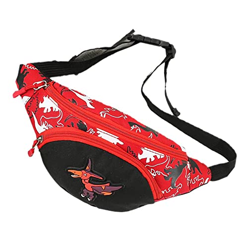 Riñonera Niño, Riñonera Dibujos Animados, Riñonera para Viaje De Campamento, Riñonera De Cintura, Ajustable Riñonera para Niños, Portátil, Regalos para Niños y Adolescentes, Rojo Cover