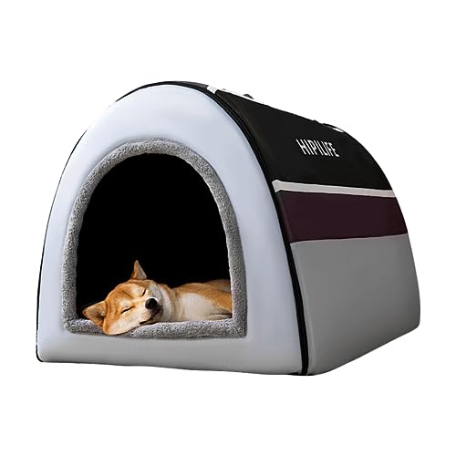 Vansza Casita para Perros de Interior, Antideslizante, Desmontable, para Perros Grandes, Suministros de Invierno para Mascotas con Alfombrilla Esponjosa para Gatos, Gatitos, Cachorros