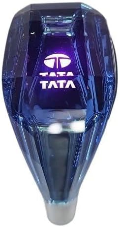 TATA Crystal Gear Knob with LED Light, Blue Transparent Shift Knob with Extended Part, Type-C Charging Cable and Car Charger Included, 4 Piece Set