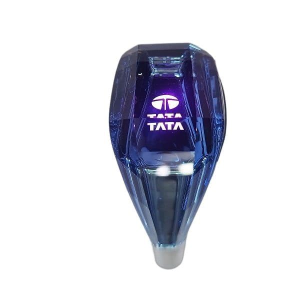 TATA Crystal Gear Knob with LED Light, Blue Transparent Shift Knob with Extended Part, Type-C Charging Cable and Car Charger Included, 4 Piece Set