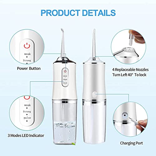 Image of AVNISH High-Pressure Tooth Flusher with 4 Nozzles | Your Post-Dinner Hero, IPX7 Waterproof Ideal for Orthodontic Care | Portable Feature 3 Modes, 220ml Water Dental Clean Flosser & USB Charging Cable
