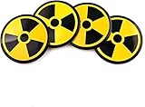 4PCS Hubcap Center Cap Stickers 56mm (2.2 Inches) Hubcap Center Cap Personality Car Decorations3D Stereo Aluminum Alloy Radiation Warning Logo (Yellow)