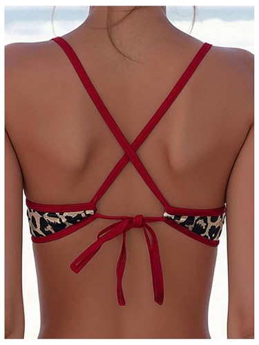 SOLY HUX Women's Leopard Print Bikini Set Bathing Suit Summer Beach Vacation Two Piece Swimsuit4