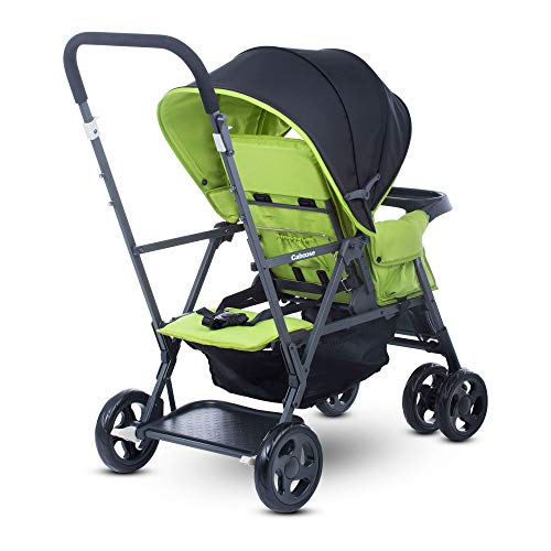 Joovy Caboose Sit and Stand Double Stroller with Rear Bench and Standing Platform, 3-Way Reclining Seats, Optional Rear Seat, and Universal Car Seat Adapter (Appletree)