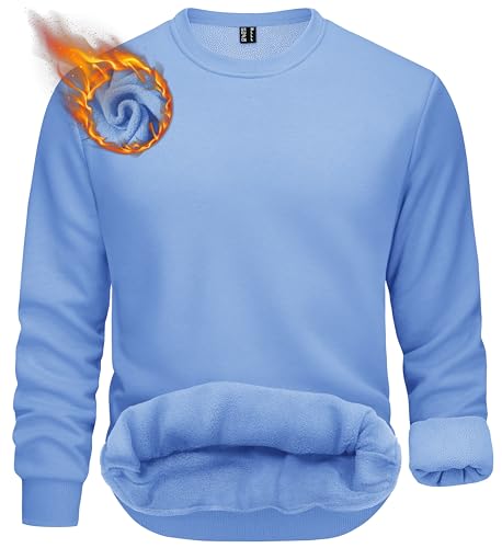 TACVASEN Fleecepullover Herren Sweatshirt Gefüttert Winter Warme Sport Langarmshirt Rundhals Outdoor Pullover Männer