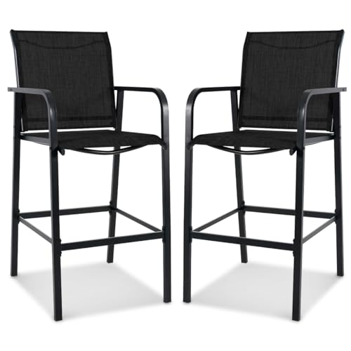 Sundale Outdoor Metal Bar Stool Set of 2, Counter Height Patio Pub Chair with Back, Quick Dry