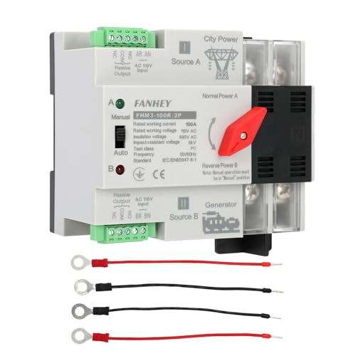 Automatic/Manual Transfer Switch 100Amp 110v 2POLE, Mini ATS AC 110V