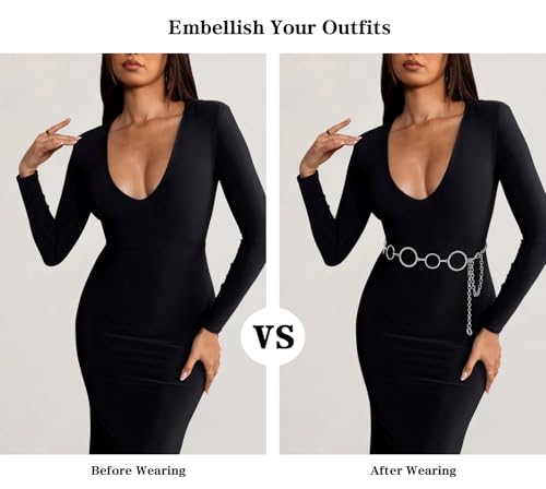 LIMHOO Metal Waist Chain for Women Rhinestone Chain Belt Crystal Waist Belt for Dress2