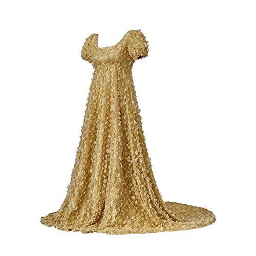 MyheroCos Regency Dress Womens Blue Lace Dress Yellow-XL