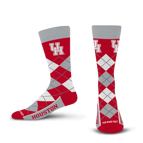 For Bare Feet NCAA HOUSTON COUGARS Argyle Remix Premium Dress Sock Team Color OSFM