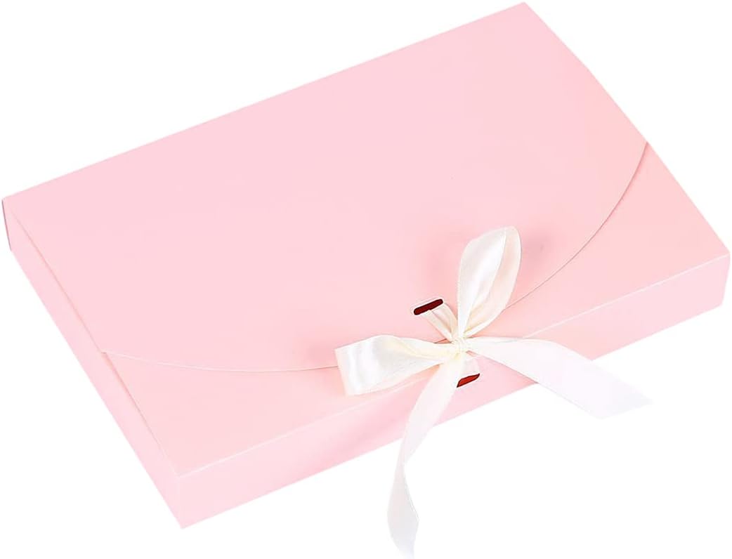 10 Present Gift Boxes, Rectangle Paper Gift Box with Lid & Bow Ribbon, Paper Presentation Boxes for Parties Christmas