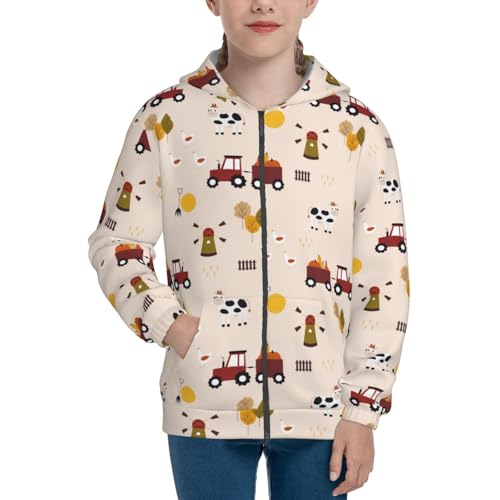 Cute Cartoon Farm Kid Hoodies Boys Zip Up Sweatshirts Girls Pullover with Pocket3