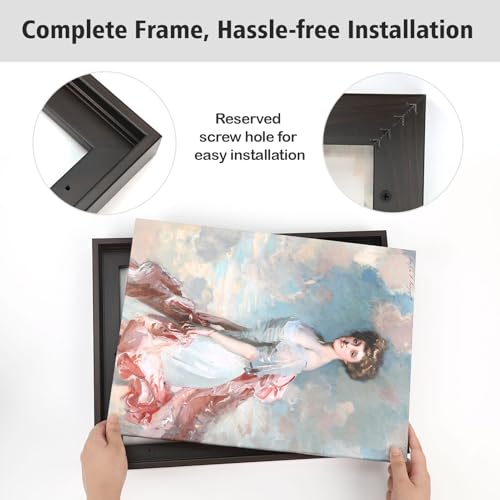 Image of 0.9 inch Deep Floater Frame for 8x8 Canvas Paintings Art,Black Brown | Set of 2,Easy Framing,Floating Frame for Artists Designers Landscape Portrait Artwork,Modern Home Office Kitchen Wall Decor