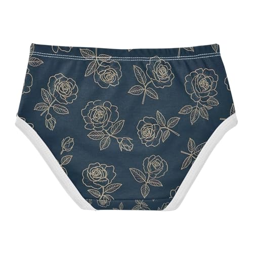 Toddler Girl Panties, Elegant Rose Gold Navy Cotton Girls Underwear, 2T–8 Years2