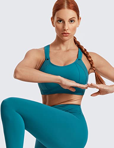 Image of SYROKAN Women's Sports Bra Front Adjustable High Impact Support Padded Wireless Racerback Plus Size Running Bra