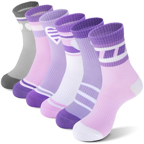 Image of ANTSANG Kids Boys Girls Athletic Cotton Socks,6 Pairs Youth Teen Crew Socks
