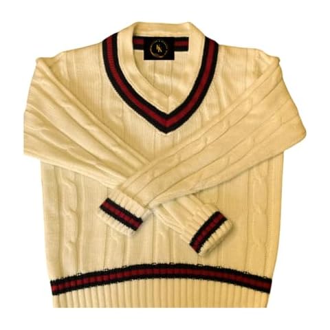 COMFYLOT & KK TRADERS MCR LTD Men's V Neck Cable Knit Cricket Jumper Pullover Sweater Cover