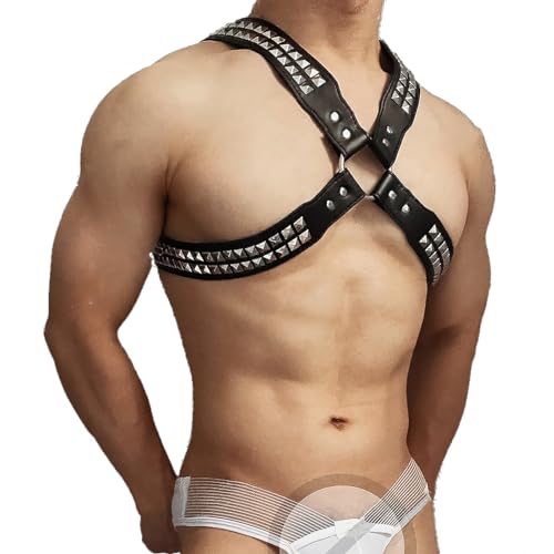 WENTPOL Harness Männer Leder,Brustgurt Herren Sissy Dessous Männer Fetisch sexy Unterwäsche für Mann,Festival Outfit Gay Unterwäsche Herren erotische Dessus Reizwäsche für Sex Männer