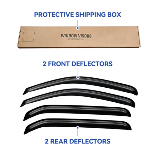 Image of Window Visors Rain Guards Shield for 2005-2016 Nissan Xterra, Out-Channel Window Vent Wind Deflectors Visors Shades for 05-16 Nissan Xterra