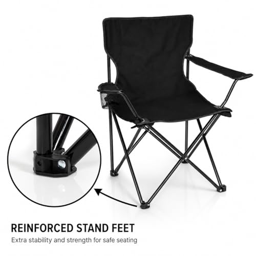 Image of Portable Camping Chair Foldable Outdoor Picnic Chair with Carry Bag, Folding Chair for Camping, Travel, BBQ, Hiking & Garden Use | Metal Frame with Oxford Fabric | Multicolor