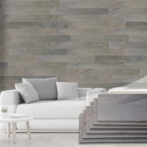 Brosisincorp Nail Up Real Barn Wood Planks, Thicken Rustic Reclaimed Wood Panel for Accent Walls, 11 Sq.Ft, 6 Pack, 48" L X 5.5" W X 0.3" Th - Pine Cone Cover