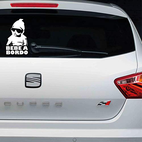 Custom Vinyl Bebe a Bordo en Castellano 21x13cm (Blanco) Cover