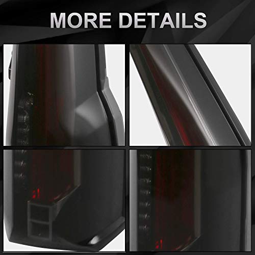 Mostplus Led Tail Lights Rear Lamp Brake Compatible For 2015 2016 2017 2018 2019 Gmc Yukon Set Of 2 (Smock Tinted) With Led H11 Bulb #TOP4