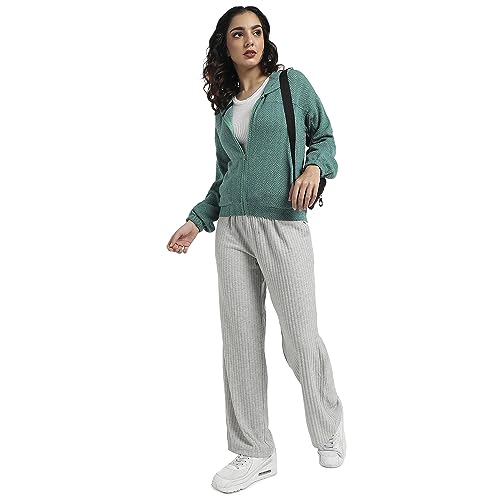 Image of PINACOLADA Women's Colorblock Sweatshirt with Ribbed Hem for Casual Wear | Low-High Neck | Long Sleeve | Button Closure | Cotton Sweatshirt Crafted with Comfort Fit for Everyday Wear