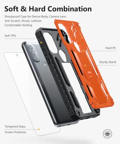 For Motorola Moto G-Power 2022 Case: Protective Rugged G Power Phone Cover With Kickstand | Tpu Shockproof Durable Bumper Textured Matte Hybrid Military Drop Protection Moto G Play 2023 Case - Orange #TOP4
