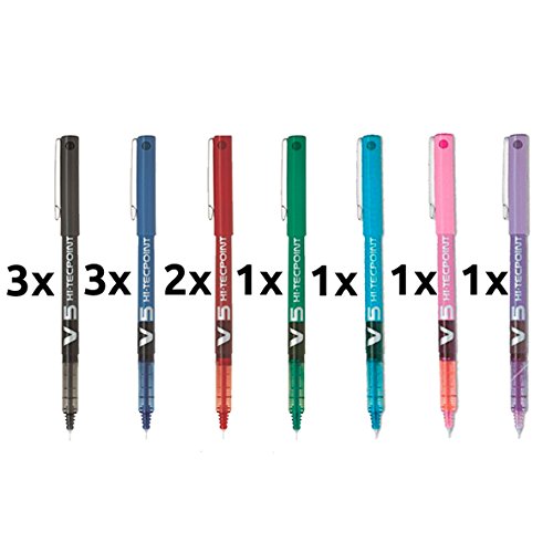 Boligrafos pilot v5 12 unidades (3 negros,3 azules,2 rojos,1 verde,1 rosa,1 lila,1 azul claro)
