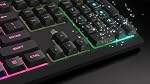 Clavier de jeu filaire CORSAIR K55 CORE RGB à membrane – Disposition QWERTY US, interrupteurs silencieux et réactifs – Résistance aux éclaboussures – RGB à dix zones – Touches multimédia – Compatible iCUE – PC, Mac – Noir