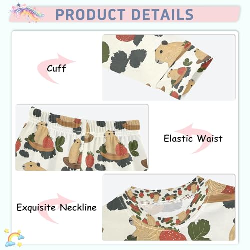 senya Guinea Pig Strawberry Pajamas Set Long Sleeve Soft Cotton Sleepwear 2 Piece4