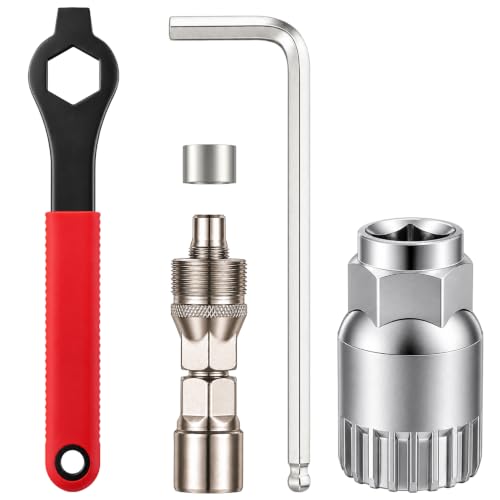 Rhevosil Upgraded Bicycle Crank Puller Set Bike Crank Removal Tool Professional Bike Repair Kit for Square Taper and Splined Cranks