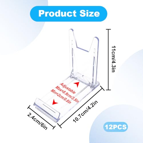 DIBALIYI 12 Pcs Acryl Ständer Kunststoff Tellerständer, Transparent Einstellbar Tellerhalter, Teller StäNder SchiebestäNder, Deko Aufsteller für Fotodisplays Produkte Elektronische