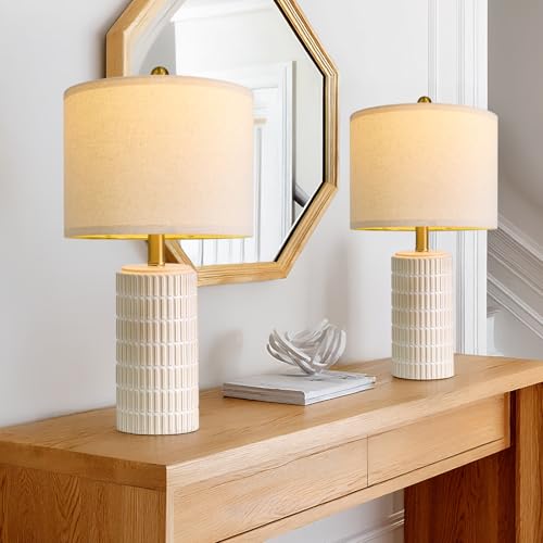 PoKat 20.75" Small Modern Ceramic Table Lamps Set of 2