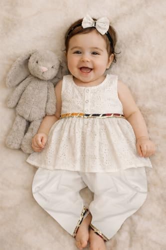 Image of The Root And Craft Kids Birthday Photoshoot Outfit Dress Girls Bandhani printed Top With Dhoti pant & Hairband Born Baby Photography Photoshoot Props(0to 18 Month)