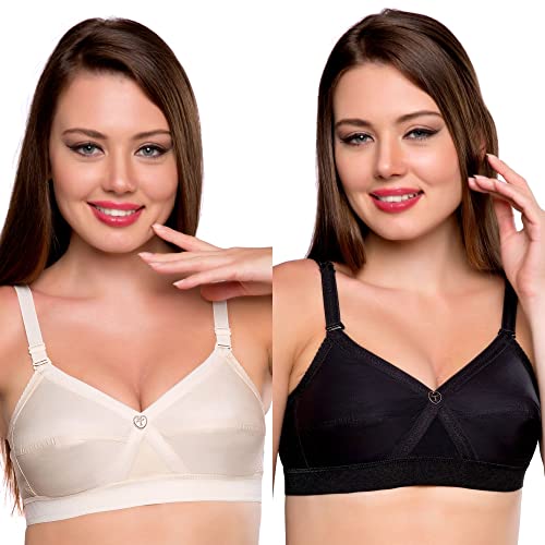 Image of TRYLO KPL Women's Cotton Non-Padded Bra Black /Black Currant /Butter SCOT /Coral /MARUN /Rasberry /Rose Gold /Nude /Sapphire /Skin /White 30 to 40 Available Cups C to I