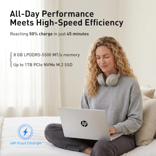 Image of HP OmniBook 3 16 inch 2K IPS Touchscreen Laptop, AMD Ryzen 5 CPU, 1TB Storage | AMD Radeon 610M Graphics, Microsoft Copilot Key, Advanced AI Noise Reduction, Win11 Home, Glacier Silver, w / Laptop Cooler