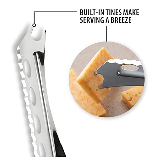 Rada Cutlery Cheese Knife (W239), 5.25" Stainless Steel Serrated Blade with Ridged Cutouts and Forked End, Black Handle by RADA - Image 3