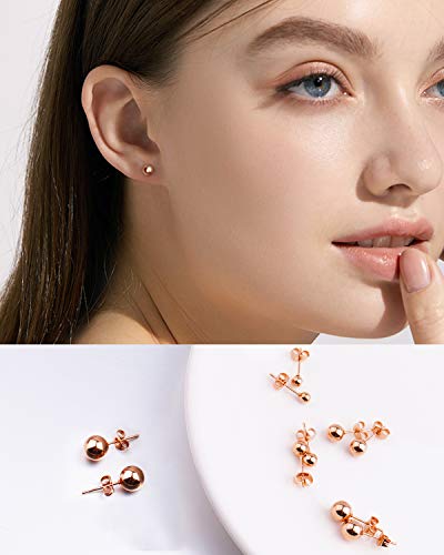UHIBROS Hypoallergenic Studs Earrings 316L Surgical Stainless Steel Earrings Round Ball Earring 5 Pairs Assorted Sizes(4mm-8mm) - Thumbnail 6