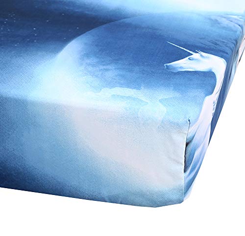 Sdiii 3Pc Unicorn Bedding Sheet Sets,Twin Size Galaxy Bed Sheets，With 1* Top Flat 1*Fitted Sheet And 2*Pillowcases For Toddler, Kids,Boys, Girls And Teens #TOP3