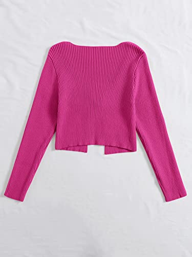 Image of Floerns Women's Tie Front Long Sleeve Rib Knit Shrug Sweaters Cardigan Crop Top