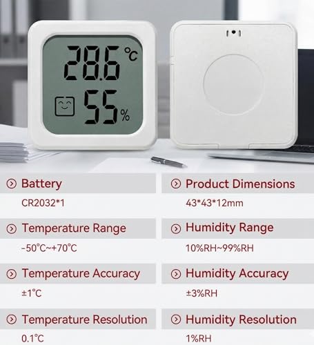 Image of Digital Mini Thermometer, Hygrometer, Indoor Room Temperature, LCD Electronic Display Humidity Meter, Sensor Gauge Weather Station for Home, Office, Garden, 6 Months Warranty